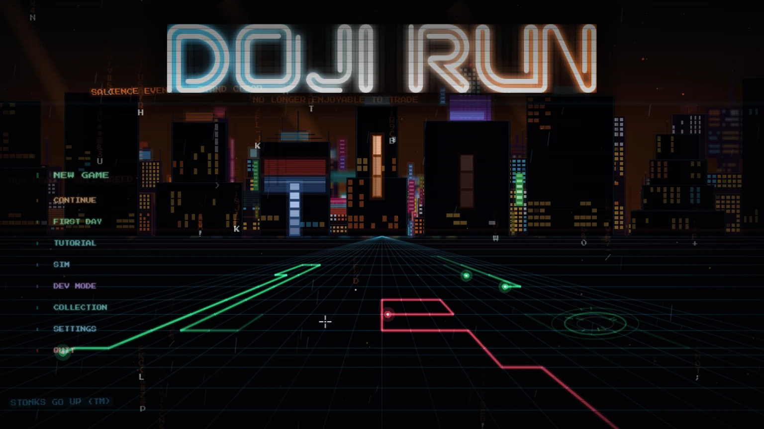 DOJI RUN neon city main menu